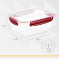 thumbnail image 2 of Superio Lock and Fresh Airtight Food Storage Containers with Lids for Kitchen Pantry Organization, BPA Free, Meal Prep Plastic Containers, 80 oz. Rectangular Sealed Container, Red, 8 pack, 2 of 7