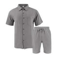 thumbnail image 4 of NAFUU Mens 2 Piece Outfits Summer Cotton Linen Sets Solid Short Sleeve Shirt And Shorts Set Relaxed Fit Beach Vacation Outfit Men Summer Beach Suits, 4 of 9