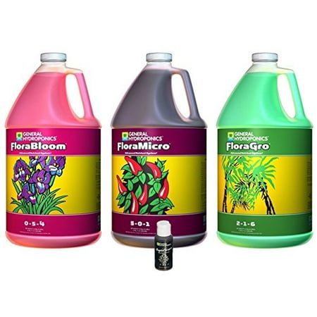 General Hydroponics FloraGro, FloraBloom, FloraMicro Combo Fertilizer set + 1oz Rapidstart (Best Hydroponic Nutrients For Marijuana)