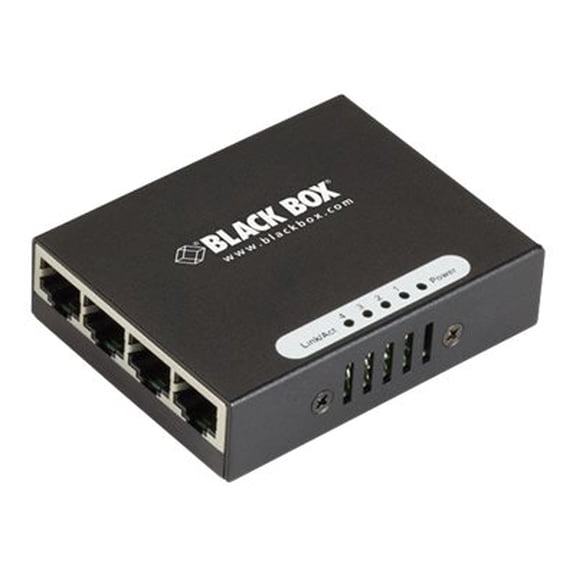 Black Box USB-Powered Gigabit 4-Port Switch with EU Power Supply - 4 Ports - 2 Layer Supported - Twisted Pair - Desktop - 1 Year Limited Warranty
