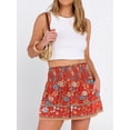 thumbnail image 4 of ANRABESS Shorts for Women Summer Casual High Smocked Waist Wide Leg Lounge Comfy Baggy Shorts 2026 Beach Vacation Clothes Floral Blue Red Medium, 4 of 12