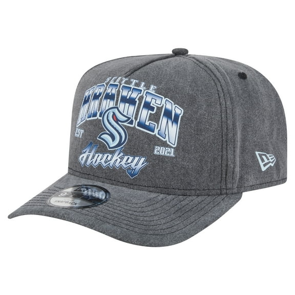 Men's New Era  Charcoal Seattle Kraken Throwback Washed A-Frame Pre-Curved 9FIFTY Snapback Hat