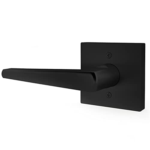 Poignée de Porte à Levier Noir Factice - Levier de Porte Carré Mince Moderne pour Portes de Placard Ou Portes Françaises - Non Tournant, un Côté, Tire Uniquement Levier Factice pour Portes Gauchères Ou Droitières (Noir Mat)