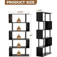 thumbnail image 6 of 5-Tier Geometric Bookcase,S Shaped Bookshelf, Wood Decorative Storage Shelving, Modern Freestanding Display Shelves, Tall Book Shelf Unit for Living Room Bedroom, Black, 6 of 14