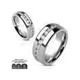 thumbnail image 3 of His and Hers Stainless Steel Princess Wedding Ring Set And Eternity Wedding Band Women's Size 08 Men's 06mm Size 09, 3 of 5