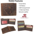 thumbnail image 3 of Western Rodeo Bull Wallet For Men - Vintage Cowhide Leather Patriotic Bifold Wallet For Cowboys - Mens Wallets Bifold RFID Blocking Card Holder Wallet Brown, 3 of 9
