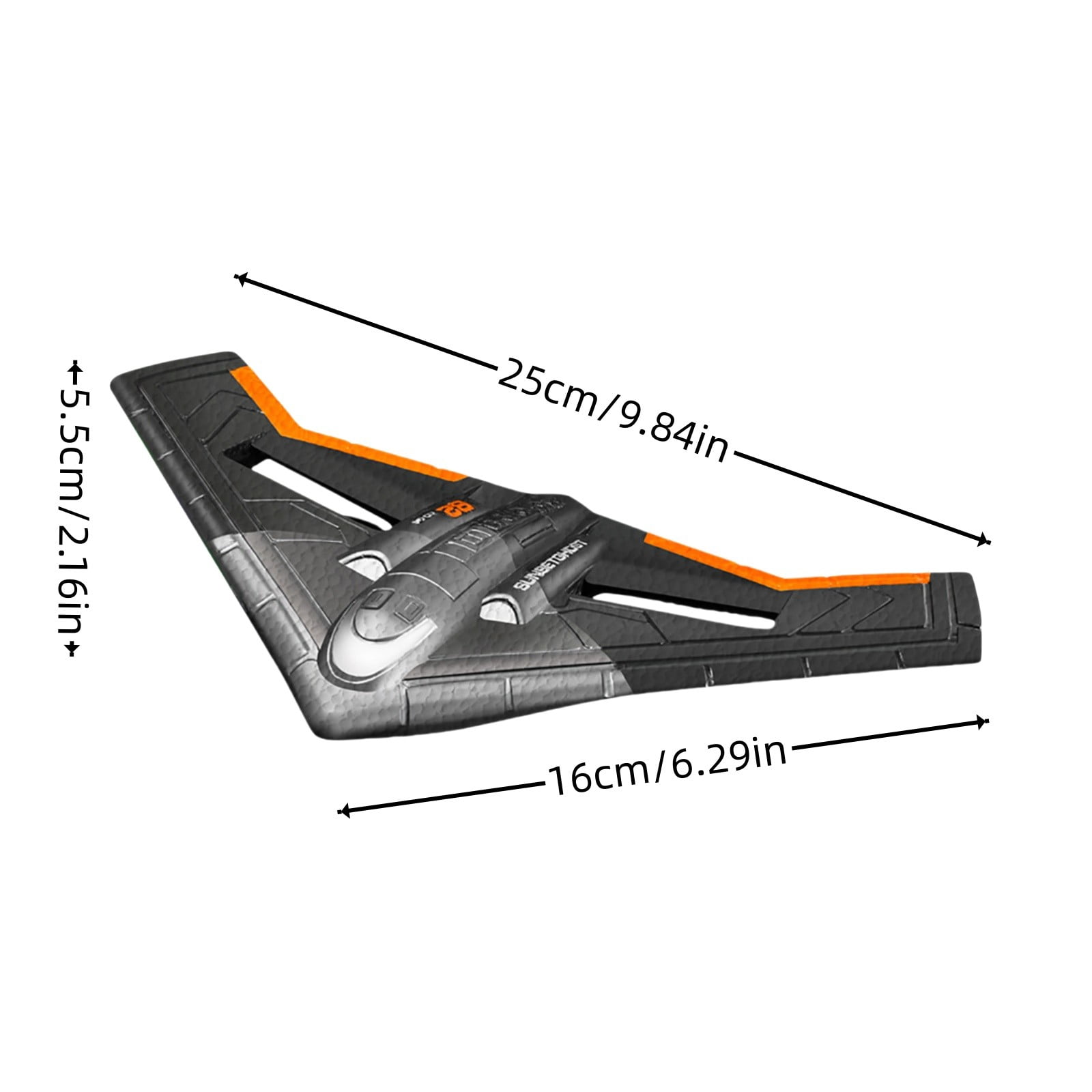 Remote Control Foam Glider Plane, RC Aircraft Toy with LED Light Stabilization, Anti-Fall Drone for Outdoor Flying - Orange (Battery Not Included)