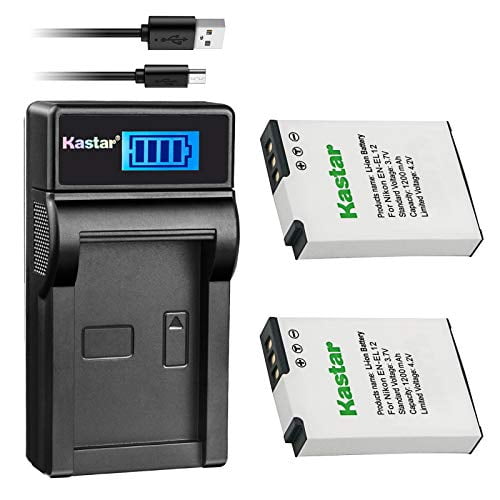 Kastar Battery (X2) & LCD Slim USB Charger for Nikon EN-EL12, ENEL12, MH-65 Coolpix S9900, S9700, AW120, S9500, AW110, S70, S9600, S6300, S6200, S8100, S9100, S800c, S31 Digital Cameras   Mo