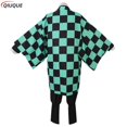 thumbnail image 4 of Disfraz de Kamado Tanjirou para adultos y niños, peluca, zapatos, kimono, capa verde, pendientes, tatuajes adhesivos, 4 of 5