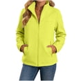 thumbnail image 2 of Mifsaly Womens Softshell Jacket Full Zip Stand Collar Windbreaker Long Sleeve Casual Outdoor Coat with Zipper Pockets Yellow,XXL, 2 of 9