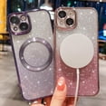 thumbnail image 6 of for iPhone 15 Magnetic Gardient Glitter Case, Plating Bling Cute Case Compatible with MagSafe for Women Girls Full Camera Protector Back Cover for iPhone 15 6.1 Inch Pink, 6 of 14