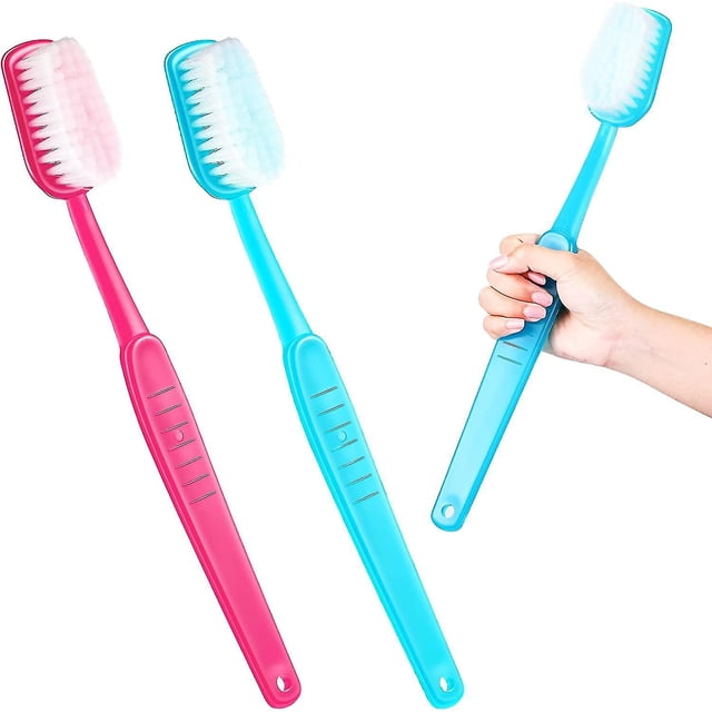 2 Pieces Giant Toothbrush Prop Large Novelty Toothbrushes Big Brush Fun Toy for Taking Pictures Comedy Party Favors Pet Grooming Brush (Blue, Pink) El