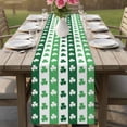 thumbnail image 4 of St. Patrick's Day Table Runner - 60 Inch Long Green Irish Lucky Clovers Stripes Cotton and Linen Blended Dress Scarves Farmhouse Table Runner for Kitchen Dining, Coffee Table, 13" x 60", 4 of 8