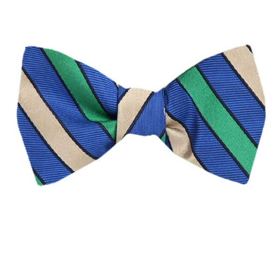 Men's Blue and Navy Silk Stripe Self Tie Bowtie Tie Yourself Bow Ties