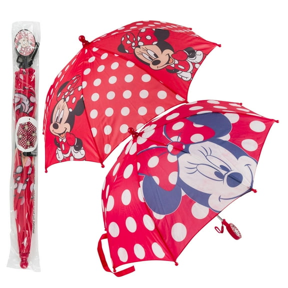 2 Sets, Disney Kids Umbrella, Minnie Mouse Umbrella w/ Clamshell Handle Toddler and Little Girl Rain Wear for Ages 3-6 ( 2 Assortments)