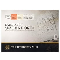 St Cuthberts Saunders Waterford Watercolor Block, Hot Pressed, White, 140lb/300gsm, 20 Sheet, 12x9 inch, 1 Count