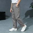 thumbnail image 6 of LEKWK Boys Uniform Pants Chino Pants Pull-On Elastic Waist Straight Leg Trousers with Pockets Kids Twill Pants 5-15Y Back to School Clothes, 6 of 9