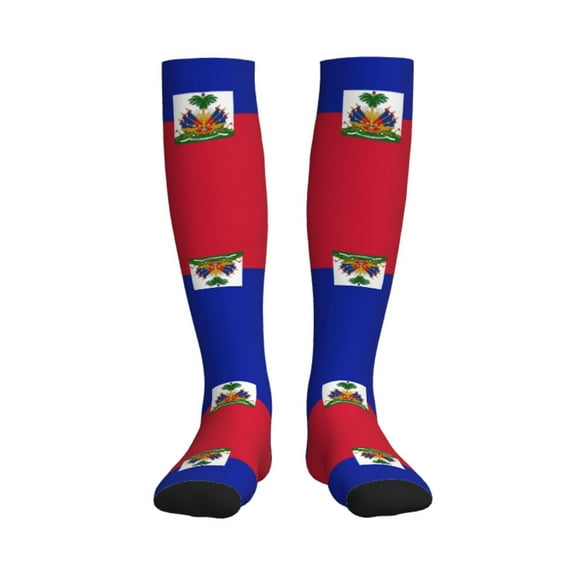 Haiti Flag Compression Socks for Women Men Circulation Graduated Supports Socks for Running Athletic Sports