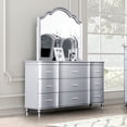 thumbnail image 3 of Glam Beautiful Silver Finish 6pc Bedroom Set Fabric Upholstered King Size Bed Dresser Mirror Nightstands Chest Furniture, 3 of 10