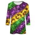 thumbnail image 5 of Yteetum Mardi Gras 3/4 Sleeve T Shirts for Women Top Oversized Crewneck Carnival Mask Print 3/4 Length Sleeve Shirt Womens Casual Round Neck Mask Tuesday Carnival Party Three Quarter Sleeve Tee Shirt, 5 of 5