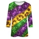 thumbnail image 5 of RKSTN Mardi Gras 3/4 Sleeve T Shirts for Women Top Oversized Crewneck Carnival Mask Print 3/4 Length Sleeve Shirt Womens Casual Round Neck Mask Tuesday Carnival Party Three Quarter Sleeve Tee Shirt, 5 of 5