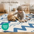 thumbnail image 4 of ODIKA 6'x9' Blue Zigzag Dotted Arc Washable Area Rug Modern Geometric Pattern with Stepped Angles Easy Care, Non-Shedding, for Queen Size Bedroom Under Bed Master Suite, 4 of 7