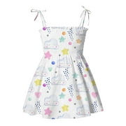 Toddler Girls Dresses Baby Kids Girls Sleeveless Suspended Flower Print Princess Swing Dress