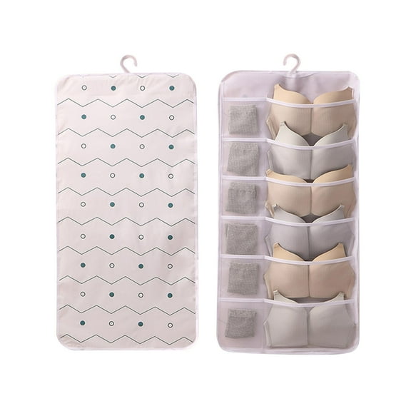 Wovilon Non-Woven Double-Sided Storage Bag Washable Wardrobe Multi-Pocket Bra Hanging Bag Door Rear Socks Storage Bag