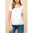 thumbnail image 3 of Made by Johnny Women's Scoop Neck Short Sleeve Pleated Front Blouse Tunic Top S WHITE, 3 of 6