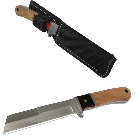 Doom Blade Fixed Blade Hunting Knife Wooden Handle Survival Knife with Sheath