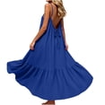 thumbnail image 5 of Women's Summer Maxi Dress Plus Size Solid Color Blackless Dress flowy Swing A Line Dress 2026 Casual Boho Sleeveless Spaghetti Strap Smocked Tiered Long Beach Sundresses for Women, 5 of 8