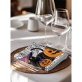 thumbnail image 6 of Halloween Cloth Napkins Set of 8 Reusable Dinner Napkins, Fall Ghost Pumpkin Black Spiderwebs Cat Cocktail Napkin Washable Table Napkins for Wedding/Holiday Party/Baby Shower 20"x20", 6 of 7