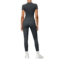thumbnail image 6 of QIYAGBSA Workout Sets for Women Short Sleeve Crew Neck Top High Waist Leggings Stretch Athletic Two Piece Outfit (Dark Gray, 2XL), 6 of 6