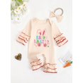 thumbnail image 3 of aturustex Toddler Girls Easter Jumpsuits 0 3M 6M 12M 18M Infant Baby Ruffled Long Sleeve Rompers Bunny/Letter Embroidery Bodysuits Pants Crewneck Jumply Spring Fall Clothes for Holiday Party, 3 of 6