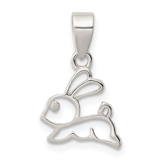 Pendentif en Forme de Lapin Poli en Argent Sterling 925