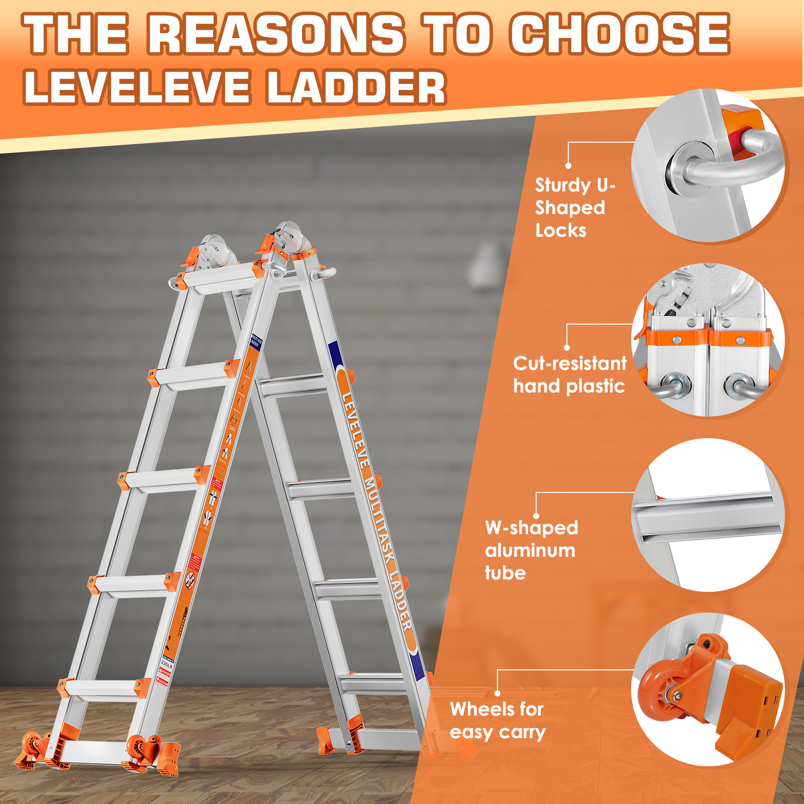 LeveLeve 17-Foot Multi-Position Aluminum Ladder photo 6