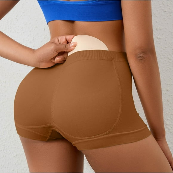 Pisexur Underwear Womens Antibacterial Comfort Tummy Control Underwear Women Woman Solid Color Shapewear Pant Fake Hip Pants With Sponge Waist Pad Sexy Briefs Coffee,S