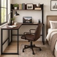 thumbnail image 2 of 55" Reversible L-Shaped Desk with Storage Hutch, Wood Computer Desk for Home Office , Gaming,Walnut, 2 of 10