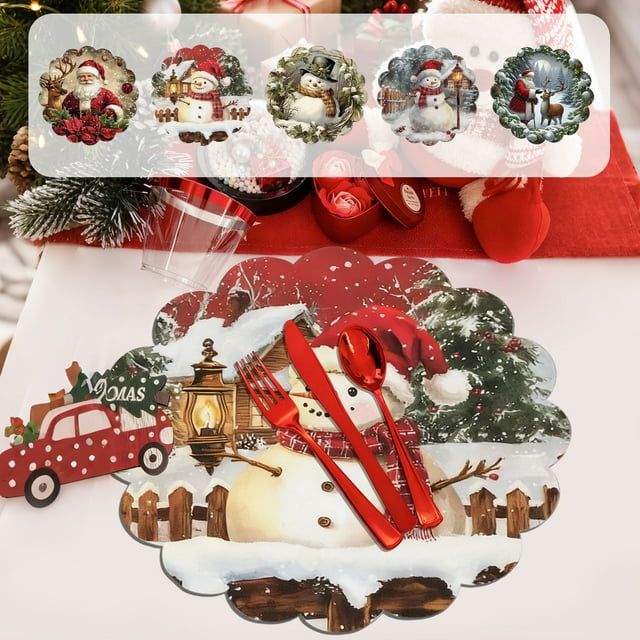 Individual de Mesa Navideño de Diatomita | Mantel Individual Lavable, Antimanchas y Aislante | Decoración Navideña con Estampado | 30 X 30 X 0,2 Cm | Multicolor | 1 Unidad