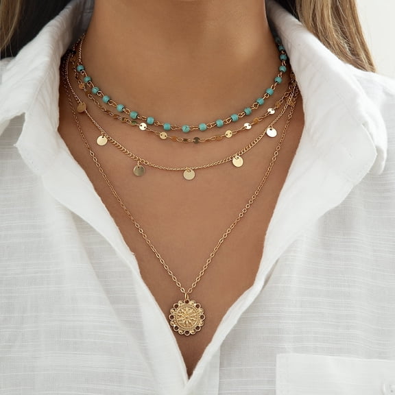 NICKSUN Boho Necklaces for Women Layered Beaded Choker Necklace Western Jewelry for Women Bohemian Jewelry for Women Summer Beach Necklace