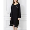thumbnail image 3 of Defitshape Women's Long Sleeve Nightgown Soft Pajama Dress Sleepwear Comfy Knee Length Cute Lightweight Loose Spring V Neck Pjs Black X-Large, 3 of 4