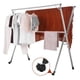 thumbnail image 1 of Tendedero de Ropa Retráctil y Plegable de Acero Inoxidable, Ideal para Secado en Interiores y Exteriores, Ajuste de 1,2 a 1,6 m, con Ruedas y 20 Ganchos Anti-Viento, 1 of 7