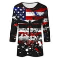 thumbnail image 5 of GERsome 4th of July Tops for Women Casual 3/4 Sleeve Crew Neck Patriotic American Flag T Shirts Loose Fit Blouses Summer Tees S-3XL, 5 of 5