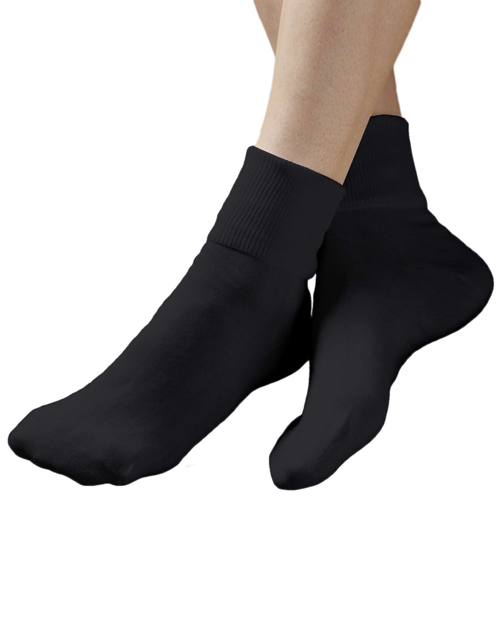 Buster Brown Women's Socks Cotton Foldover Cuff Socks, Black 3-Pack ...