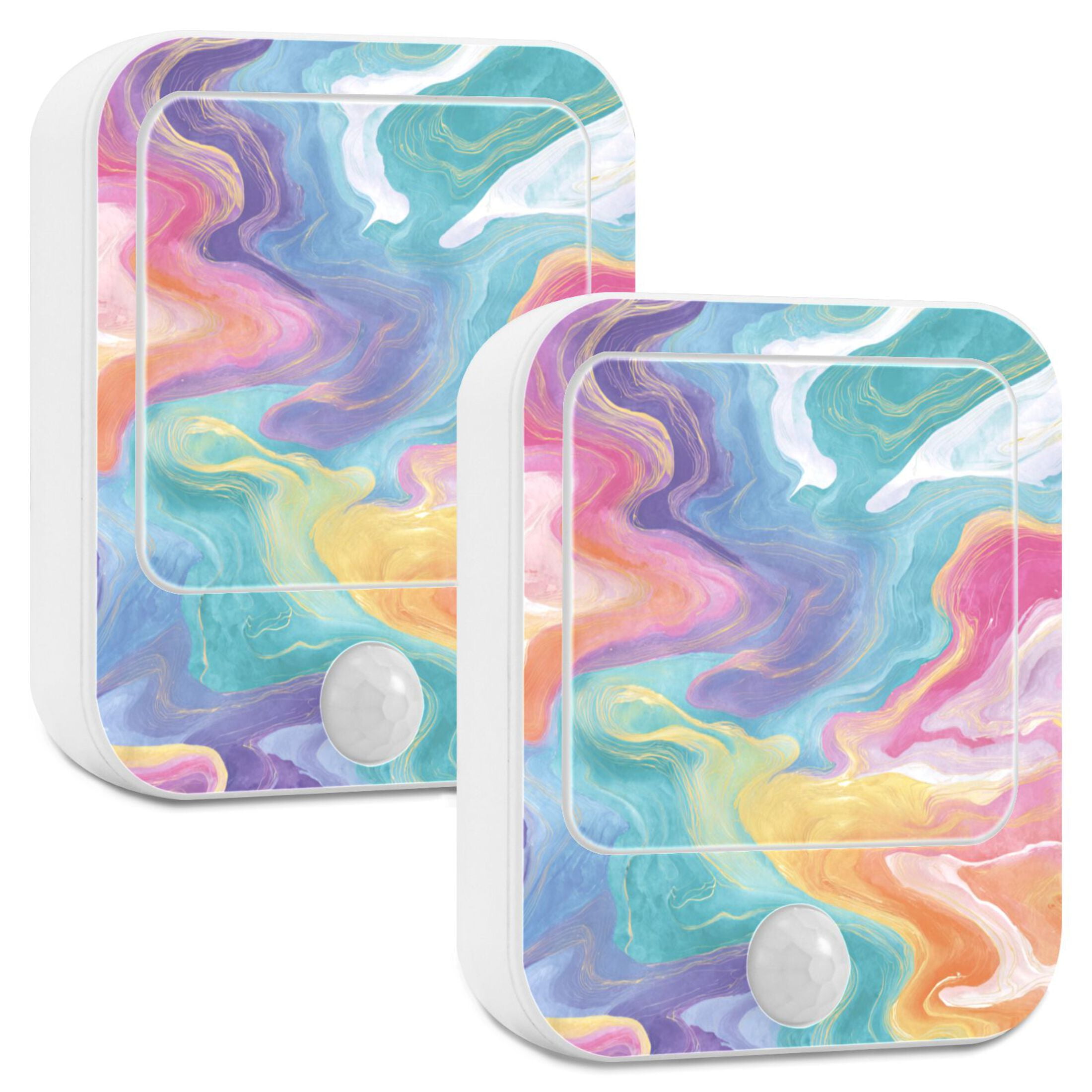 2 Pack LED Sensor Night Light Motion 3 Modes for Stairway Bedroom Living Room Rainbow-colored Twists