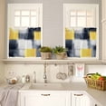 thumbnail image 4 of Abstract Yellow Kitchen Curtains and Valances Set, Black Plaid Mottled Geometric Art Modern Rod Pocket Window Valance Window Curtain Panels for Living Room Bedroom Laundry, 27.5x24in, 3 Pieces, 4 of 7