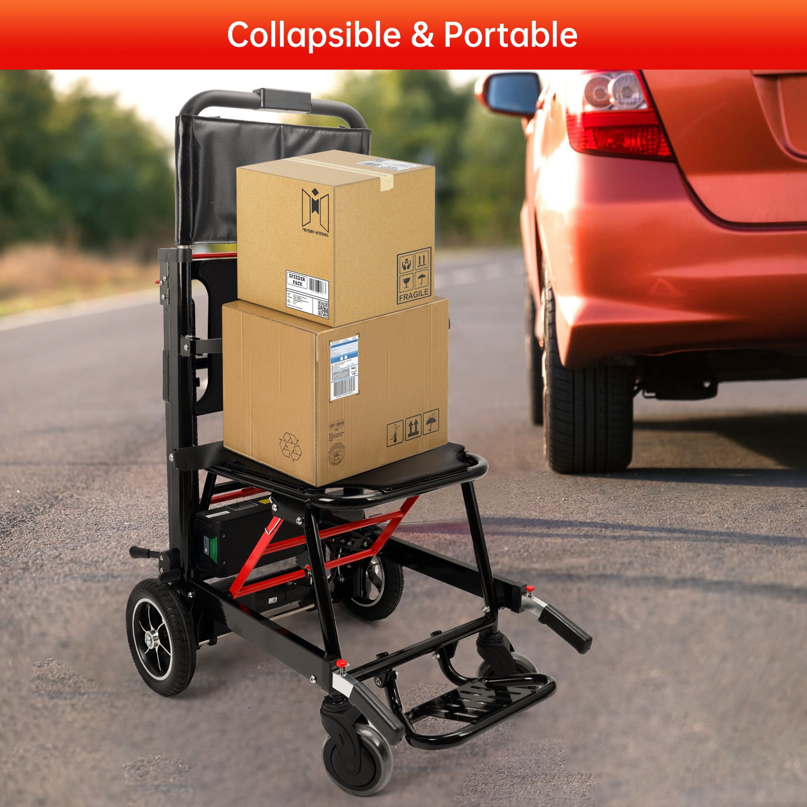 ARTUDATECH Portable Electric Chair Climbing Wheelchair large wheel 440 lb limit,Track Climbing Wheelchair Heavy Duty Assist Track Stair Chair for Adults Seniors