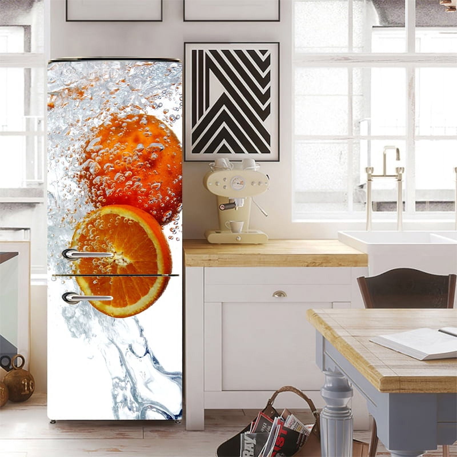 Modern Art Self-Adhesive Vinyl Door Mural Sticker – Peel & Stick Removable Refrigerator Wrap, Paris Balcony, 32.3x78.7 Inch, 2-Piece Set