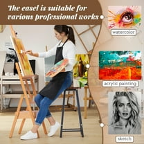 H Frame Easel, French Easel with Drawer, Solid Beech Wood Easel, Painting Canvas Holder Stand, Tilts Flat Artist Easel, Height Angle Adjustable-Wooden Color