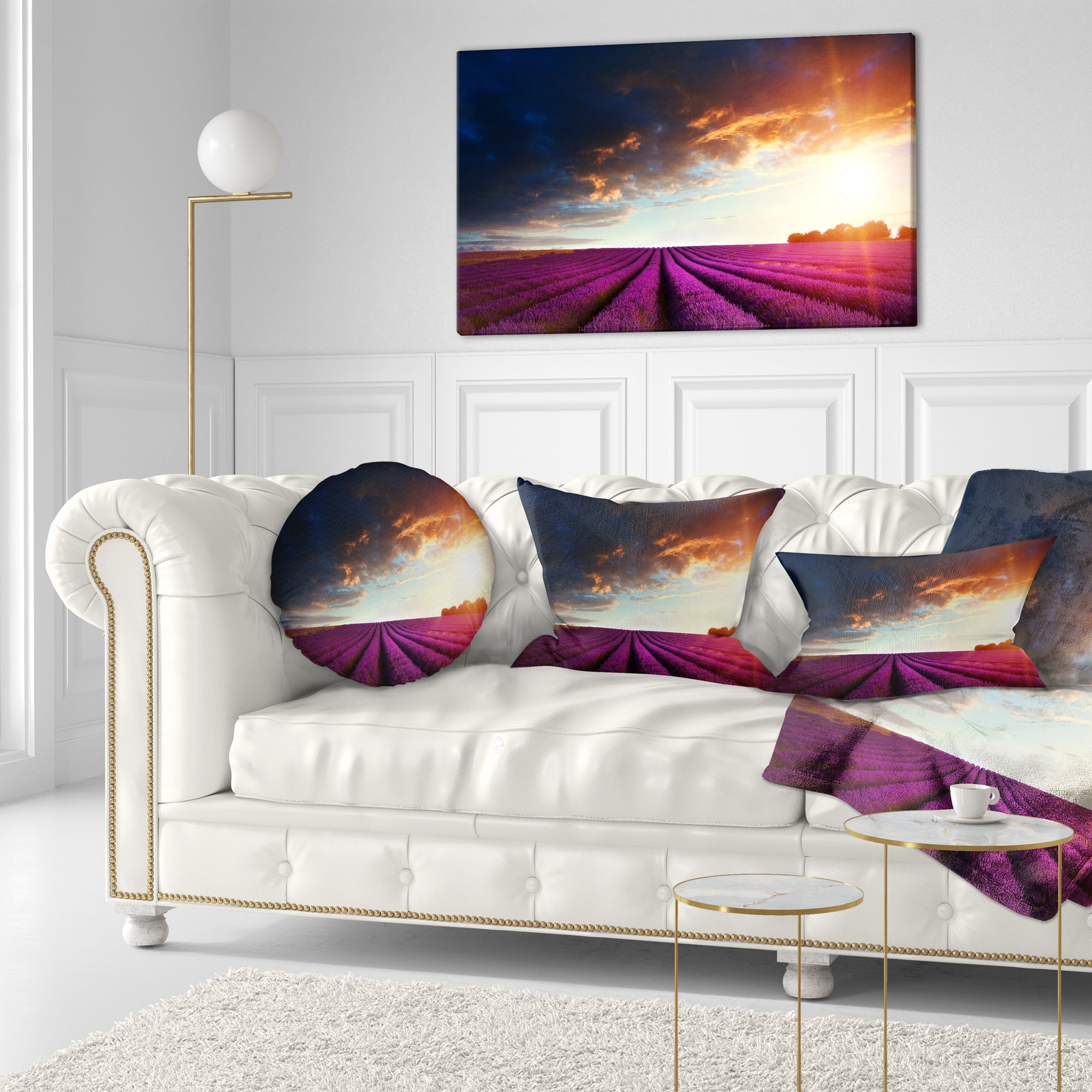 Designart 12" x 20" Purple Polyester Throw Pillow